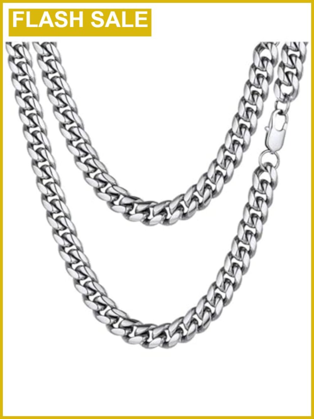 Mens Cuban Link Chain Necklace Stainless Steel 18K Gold Plated 8mm 24"